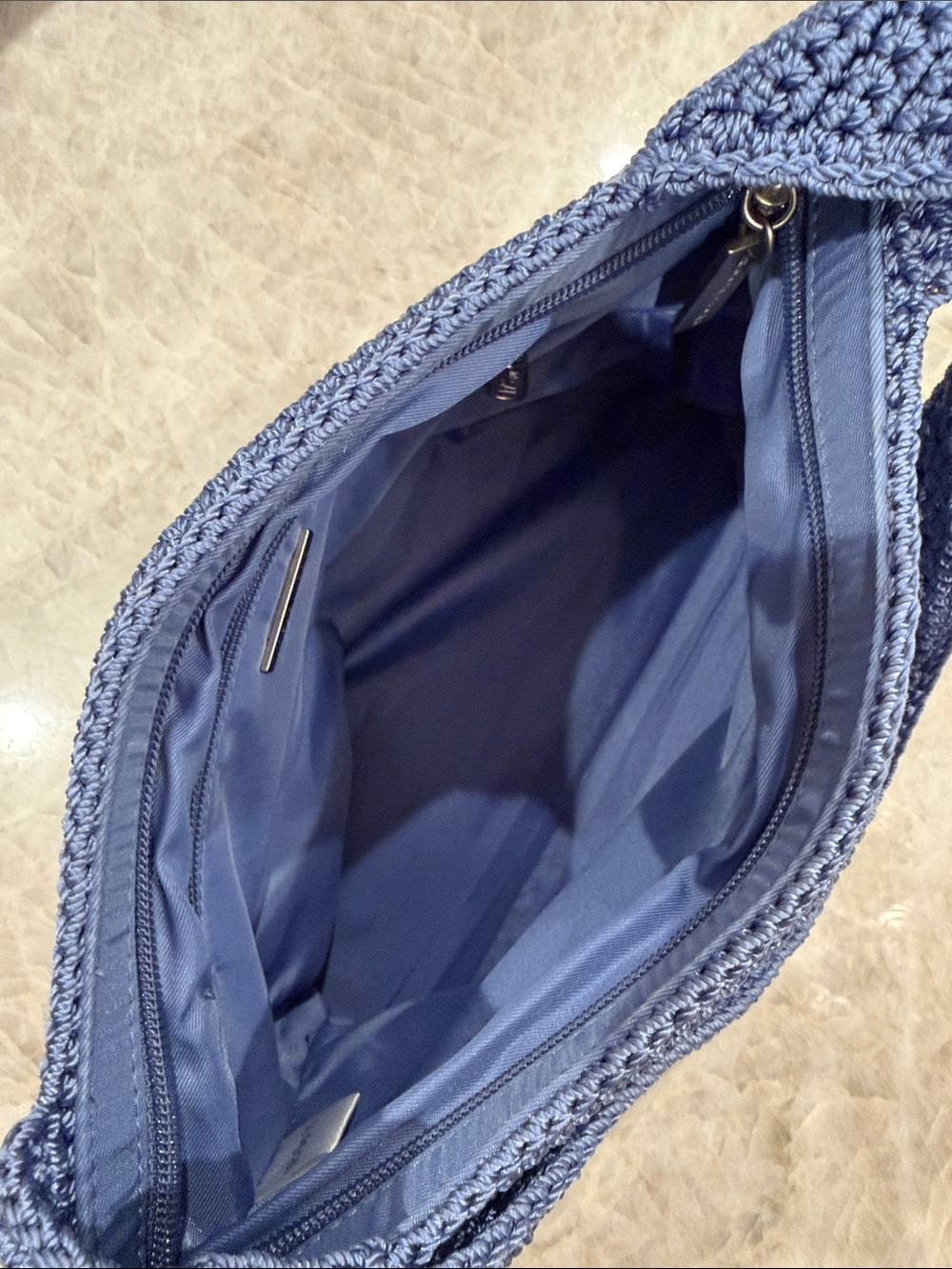 The Sak Crochet Shoulder Bag in Dusty Blue - Picture 7 of 8